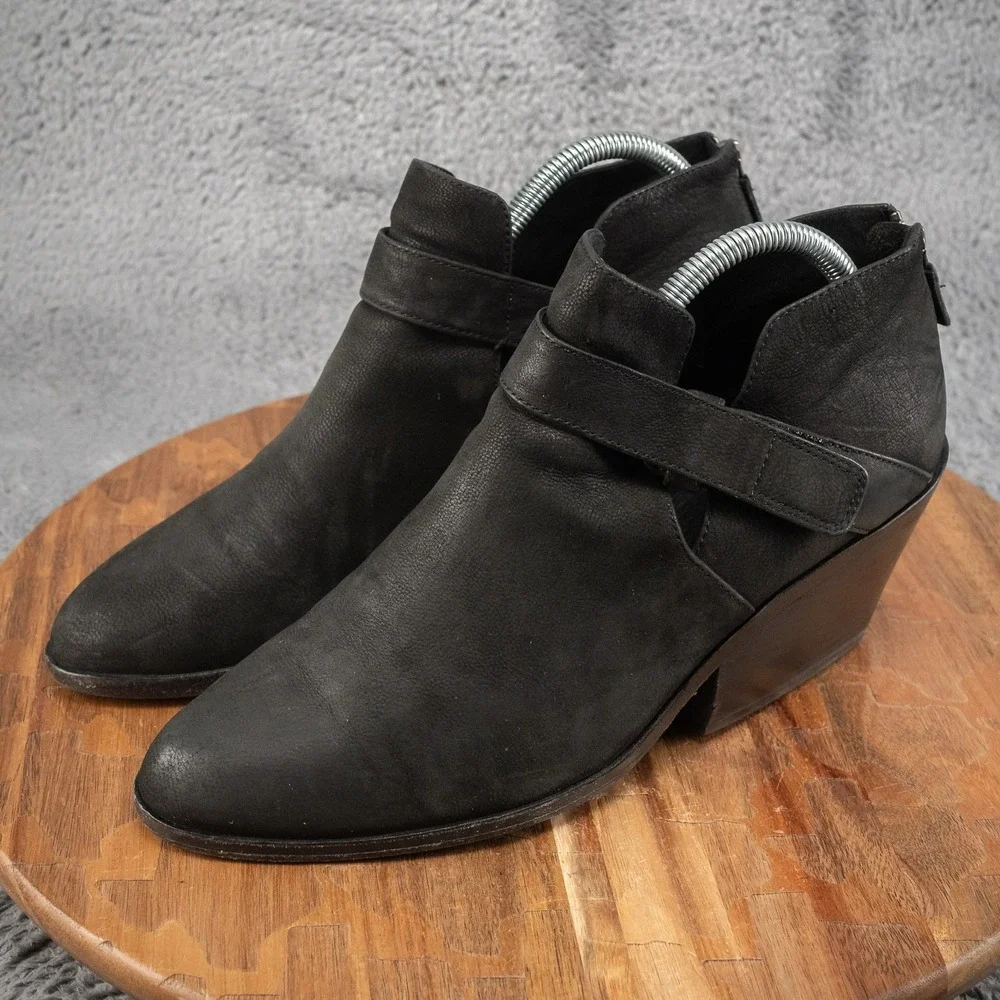 Eileen Fisher Ives Bootie Womens Size 10 Black Leather Ankle Boots Zip Up Shoes‎